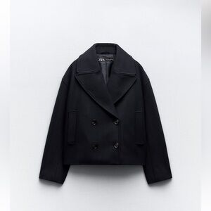 Zara soft double breasted soft cropped coat